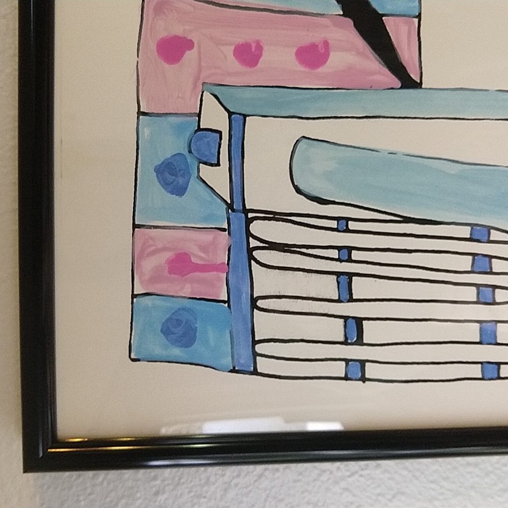90's Vintage Martha Wahlert Serigraph Large Cat Art Framed Whimsical Large - Picture 6 of 9